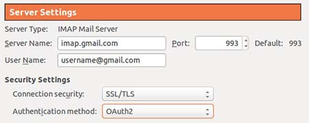 Screenshot of an email settings screen.