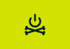 Power symbol with cross bones.