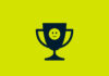 Trophy with slighty smiling emoji on it.