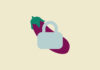And eggplant with a lock covering it.