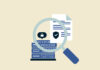 Magnifying glass on a server and document.