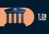 Government building with an eye, signifying surveillance.