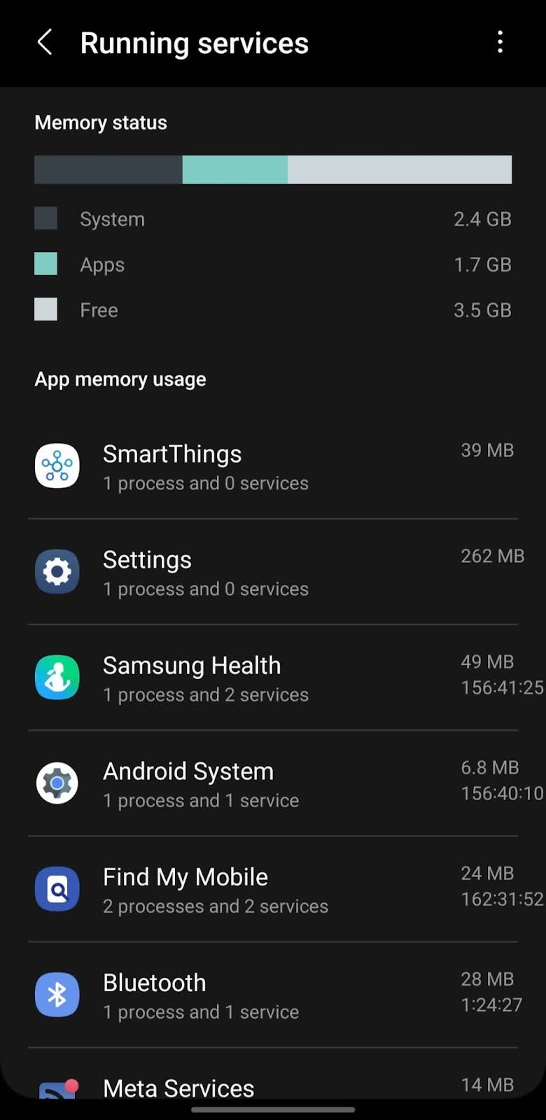 service en cours d'excecution smartphone